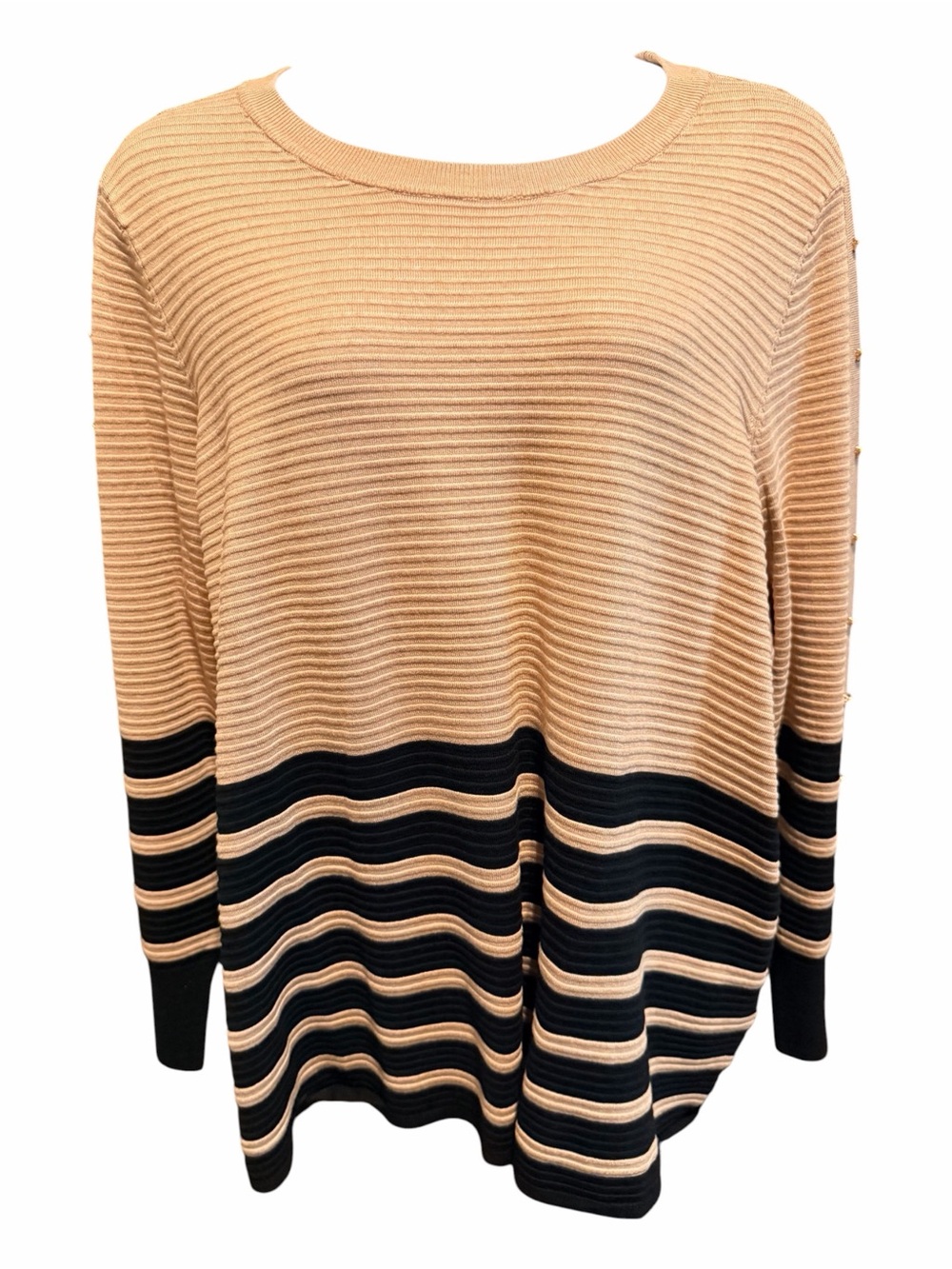 Striped Knit Sweater - beige & Black - Picture 1 of 5